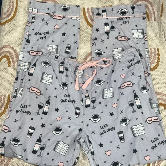 P.J. Savage pajama set gray let’s get cozy print EUC size M - Picture 8 of 10